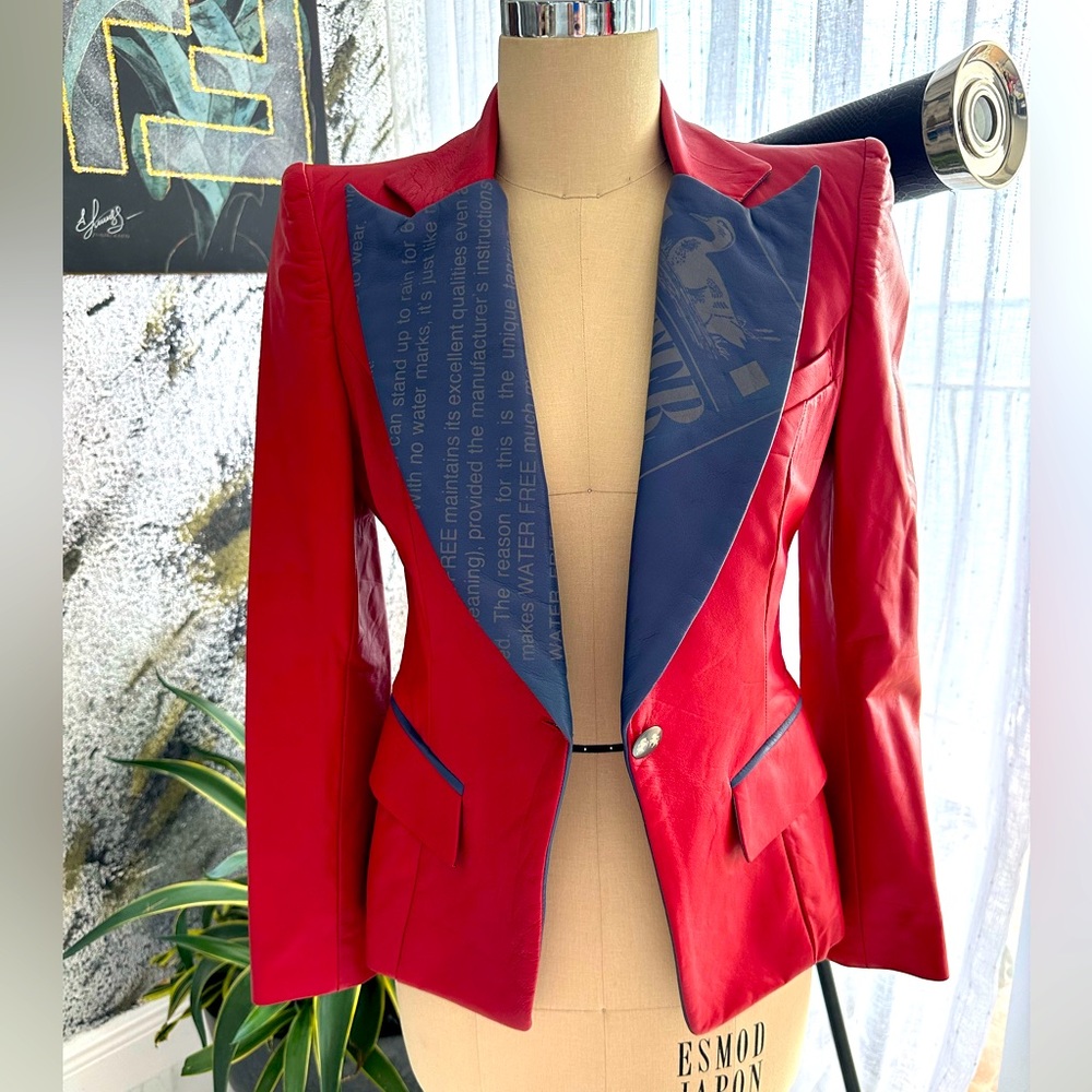 One in the world custom made genuine lamb skin leather jacket size S